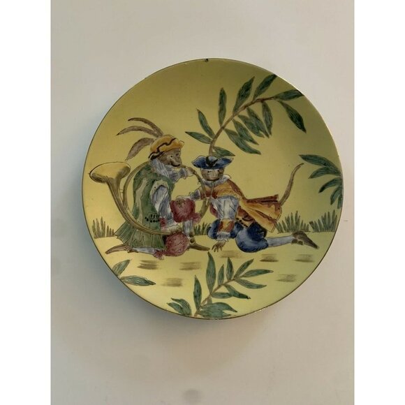 Oklahoma Anthropomorphic Importing Co. Painted Plate Monkeys Instruments - Picture 1 of 4